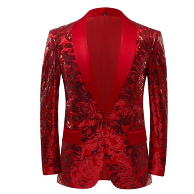 Embroidered sequin suits mens blazers jackets red light luxury heavy industry singer small dress stage performance