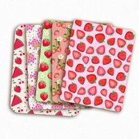 polyester cotton fabric sheet pink strawberry pattern by the meter diy sewing dress cloth bag hats home textile garment 45145cm