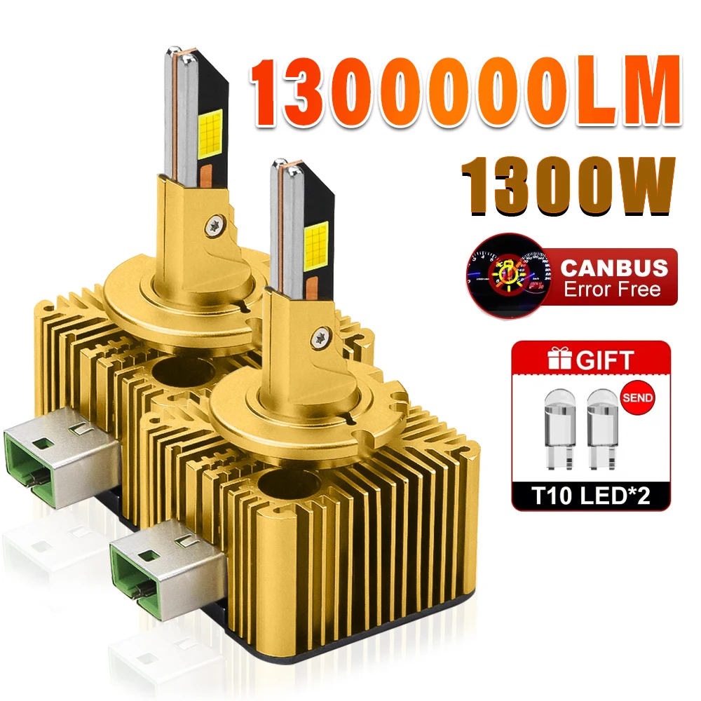 

D1S D3S Автомобильные светодиодные лампы для фар 1300 Вт Canbus D2S D2R D4S D4R D8S Светодиодные лампы Plug&Play D SERIES для авто 6000K Turbo Lights 12V 24V