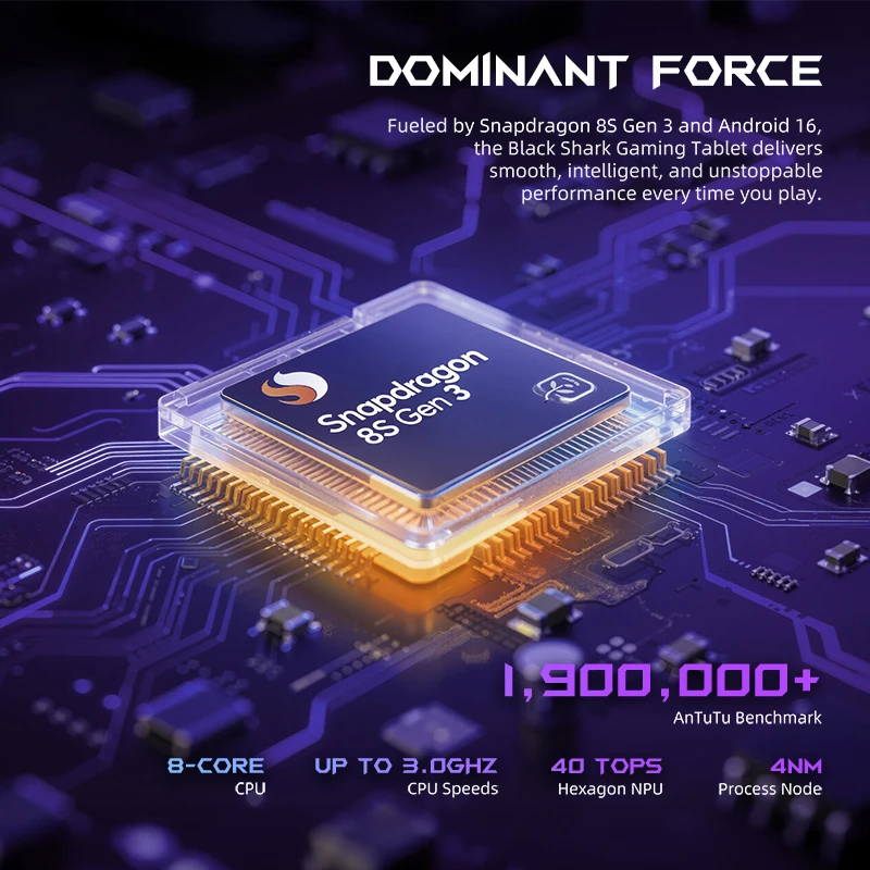 Фото Новый игровой планшет Black Shark, глобальная версия, Qualcomm 8S Gen 3, 8,8 дюйма, 144 Гц, 7300 мАч, Bluetooth 5,4 №5