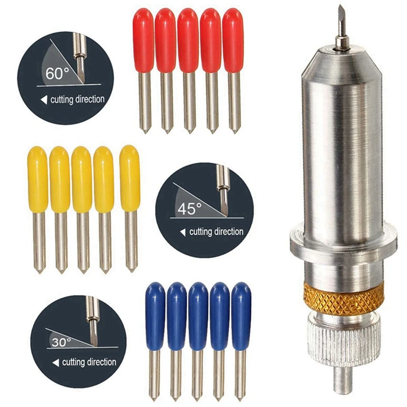300 шт. 30/45/60 градусов резец для винила карбидные лезвия с держателем Лезвия корпус