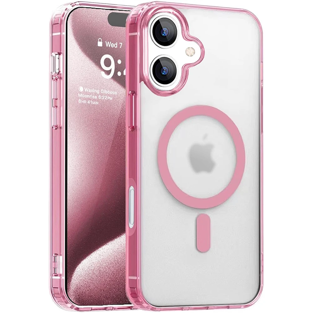 Фото Прочный Магнитный Гибридный чехол Magsafa для iPhone 16 15 14 13 12 11 Pro Max Plus Mini, матовый жесткий силиконовый чехол из поликарбоната карамельных цветов №1