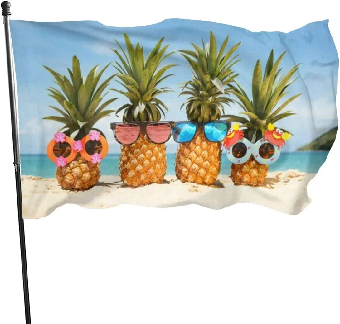 

Tropical Summer Beach Pineapples Flag, 3x5ft Polyester Banner with Grommets, Garden Yard House Flags Indoor and Outdoor