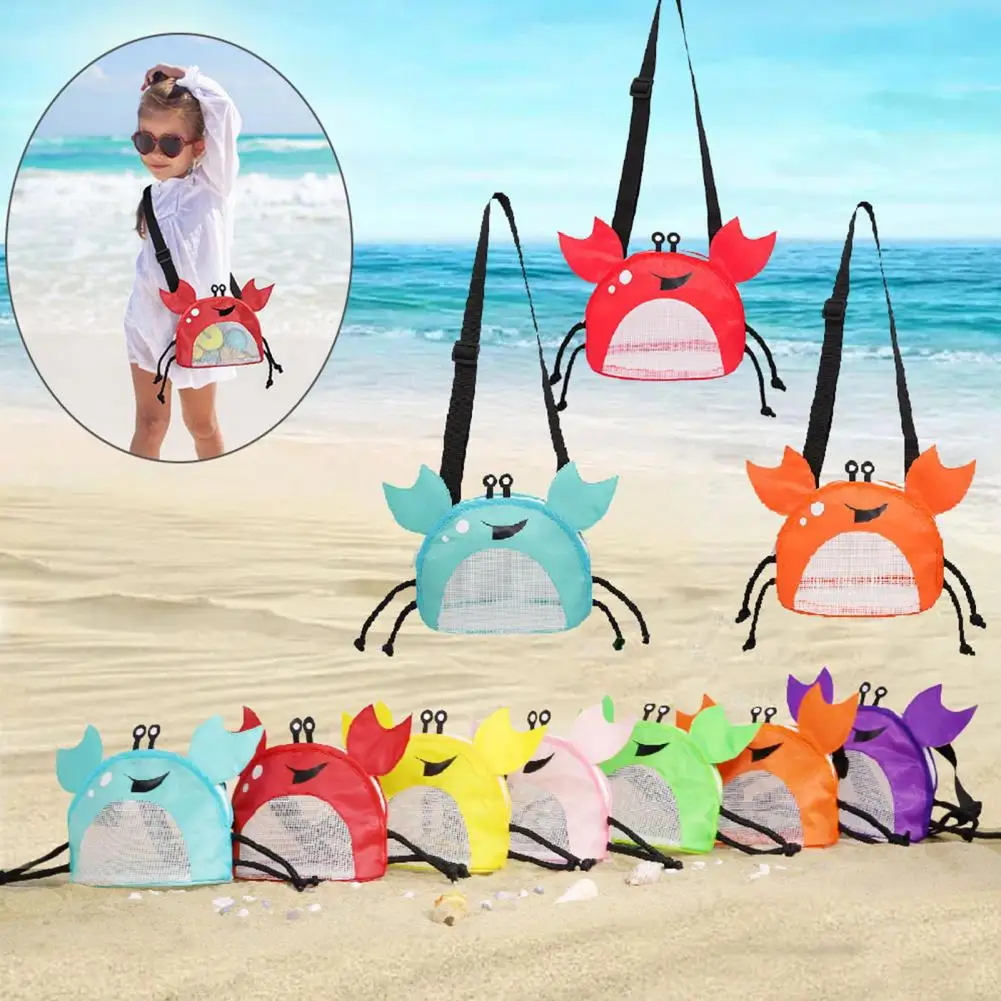 

Children Shell Collecting Bag Foldable Visible Waterproof PVC Cute Crab Shape Seashell Storage Pouch Beach Crossbody Bag
