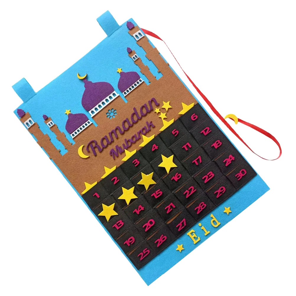 

Ramadan Calendar Festival Decor Countdown Hangings Ornament Gift Pockets Kids Wood Set Days Block Box Eid Advent Hanging Muslim