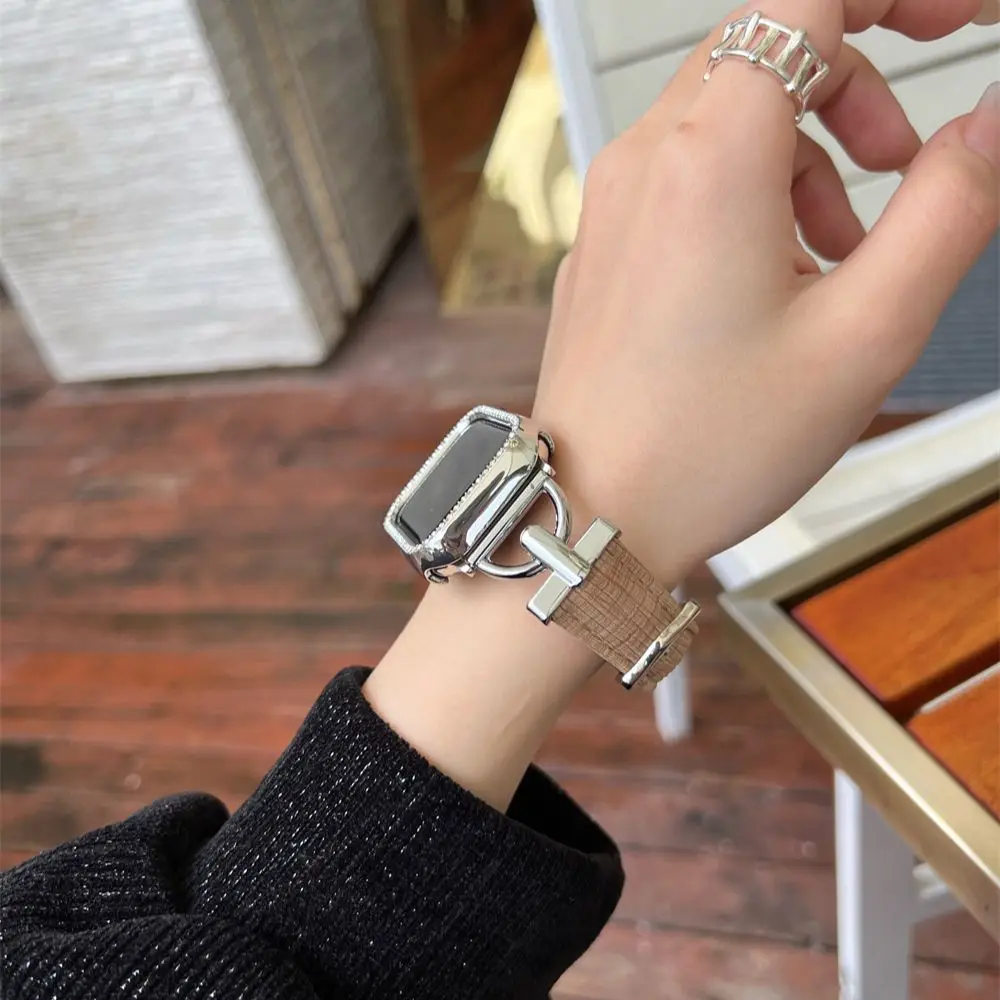 Business Real Leather Loop Bracelet Belt Band for Apple Watch SE 7654 42MM 38MM 44MM 40MM Strap on Smart iWatch 3 Watchband 45mm