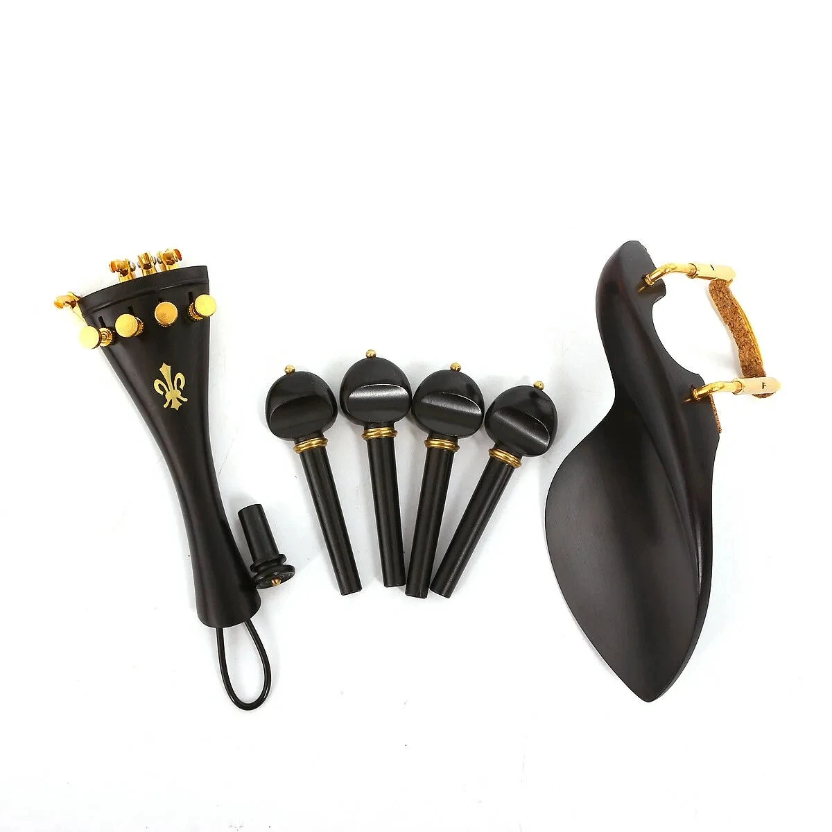 

1Set Violin Parts Ebony wood peg chinrest tailpiece Endpin Violin Accessories