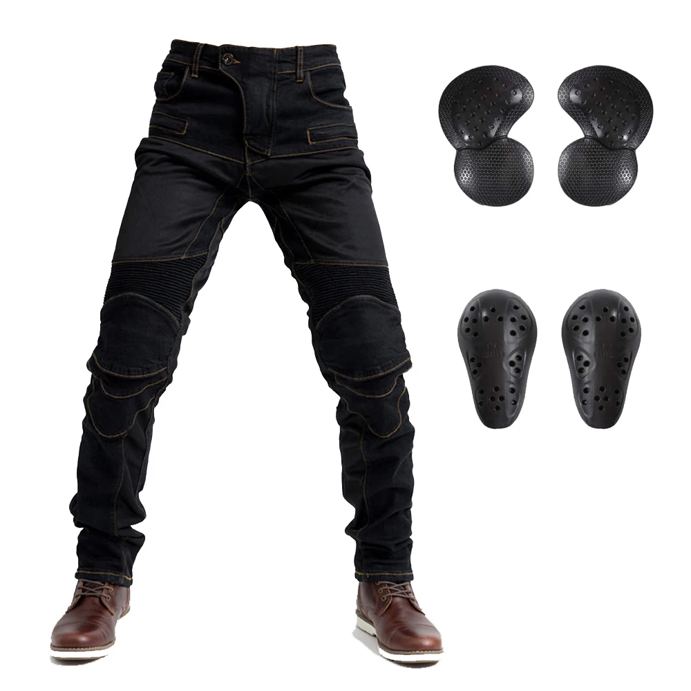 LOMENG Motorcycle Riding Jeans Summer Motorbike Pants Breathable Protective Trousers CE Knee Hip Removable Armored for Men