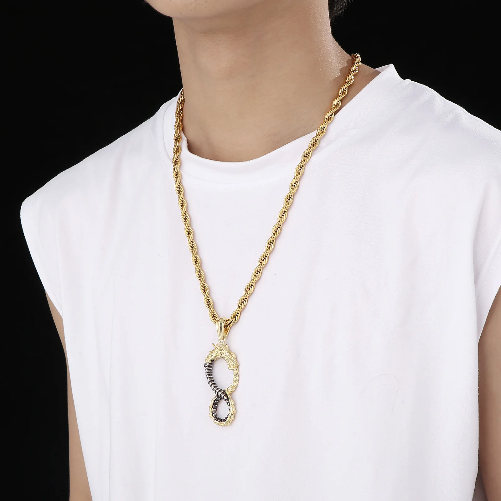 KALEN Кулон Дракон Уроборос из нержавеющей стали для мужчин