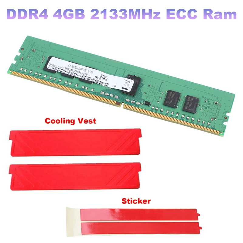 

4GB DDR4 2133Mhz ECC Memory Ram+Cooling Vest 1RX8 PC4-17000 1.2V 288PIN ECC REG DIMM Server Memory RAM
