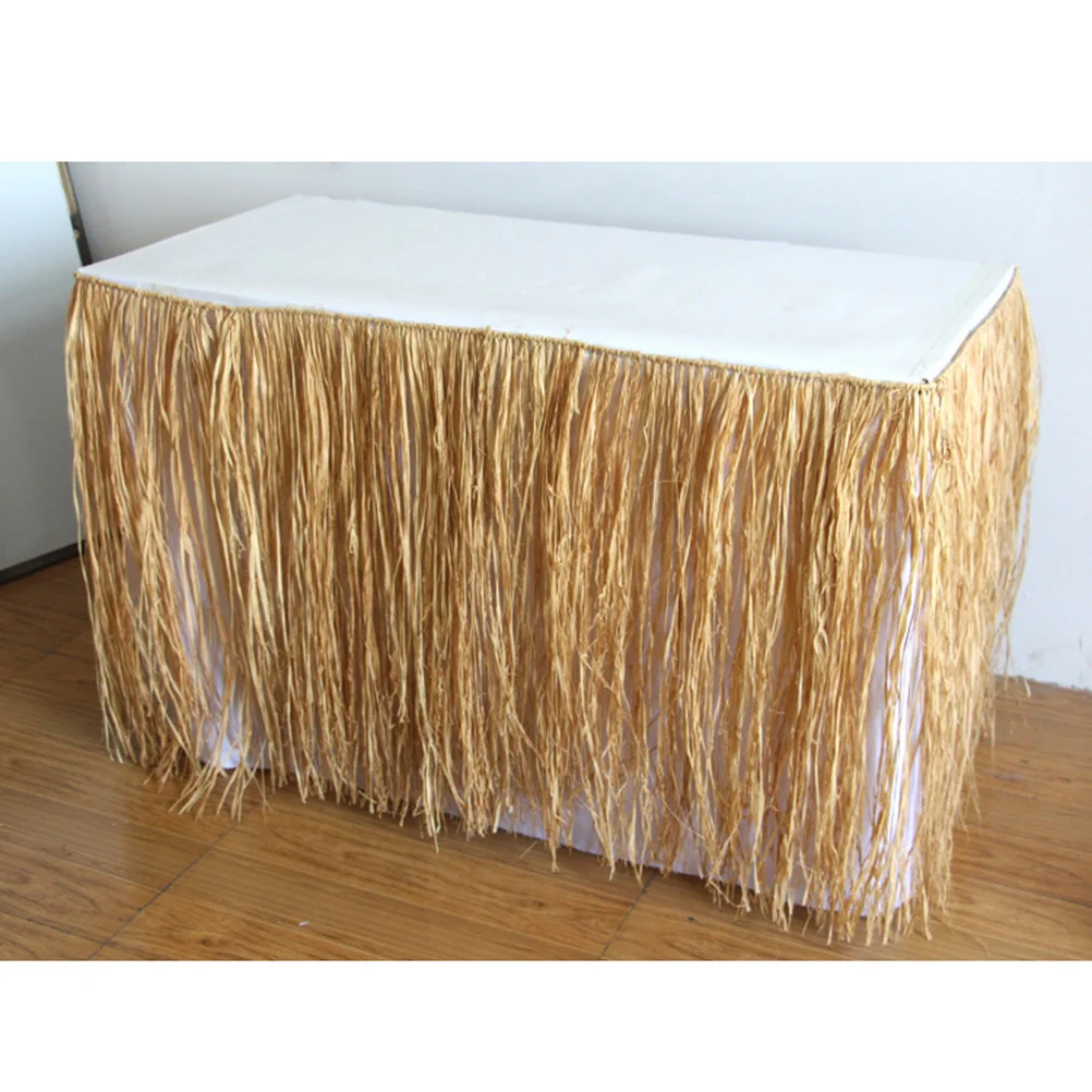 

Table Skirt Skirts Party Grass Luau Decorations Hawaiian Desk Straw Summer Tablecloth Parties Hula Tutu Decorative Home Banquet