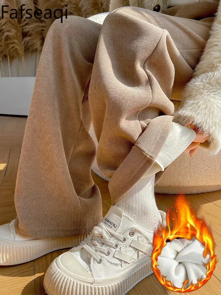 2024 зимние женские спортивные брюки с бархатной подкладкой Baisc Fleeve широкие