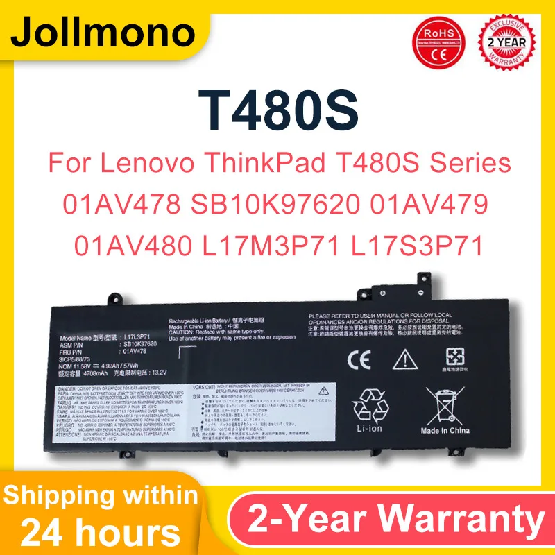 Новый оригинальный аккумулятор для ноутбука Lenovo ThinkPad T480S серии 01AV478 SB10K97620 01AV479
