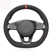 car steering wheel cover black suede for mercedes benz c200 c250 c300 b250 b260 a200 a250 sport cla220 cls400 e200d