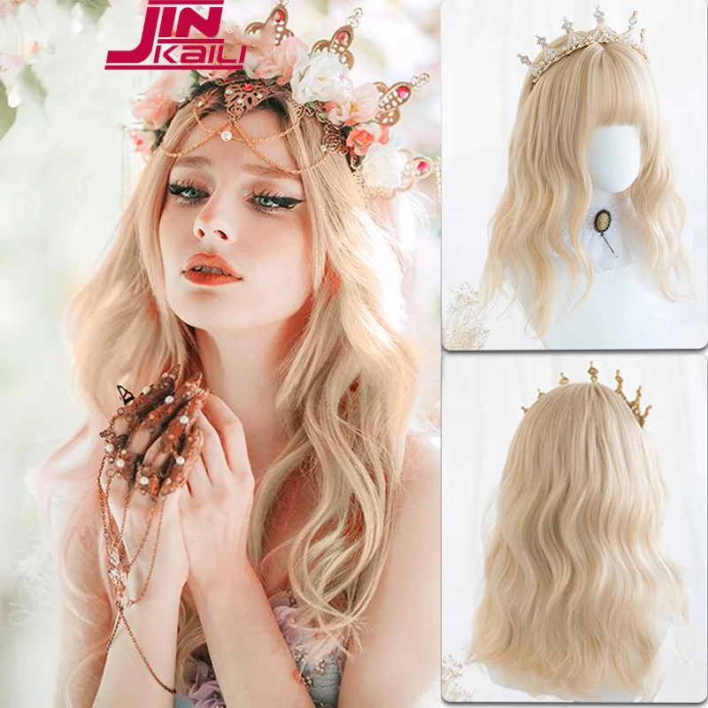 

Синтетический Косплей парик короткие вьющиеся волосы волнистый блонд парик женский термостойкий синтетический волоконный парик Лолита Че...