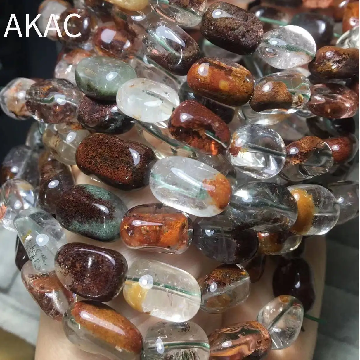 2 браслета AKAC натуральный фантомный кварц необычный дизайн браслет оптом для