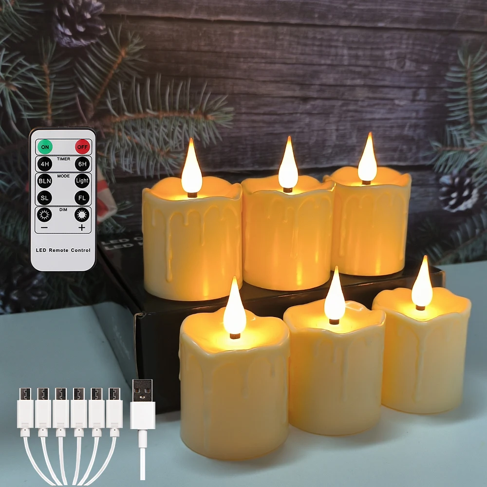 FPOO перезаряжаемые светодиодные свечи 6 шт.