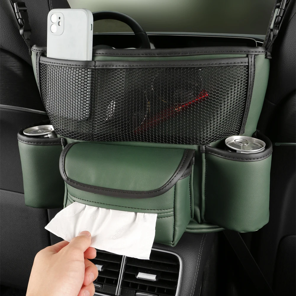

Вешалка сумка для хранения Кожаный Автомобильный сиденье Средний роскошный Автомобильный держатель для сумки между сиденьями тканевые карманы для чашек с водой для хранения порядка