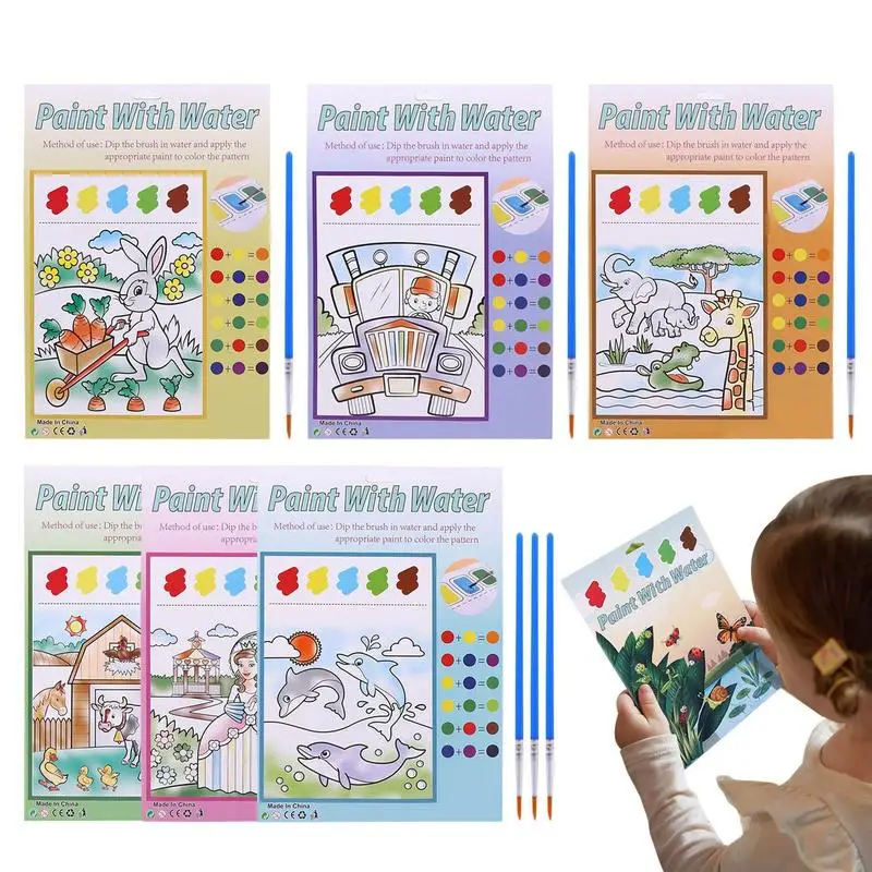 

Watercolor Painting Books Set 36 Pages Toddlers Coloring Book Portable Princess Drawing Coloring Book for Stimulating Creativity