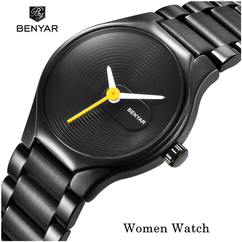 BENYAR Watch Men Women Couple Gift Lover Waterproof Ladies Clock Mens Stainless Steel Quartz Wrist Watch Simple Design Watche