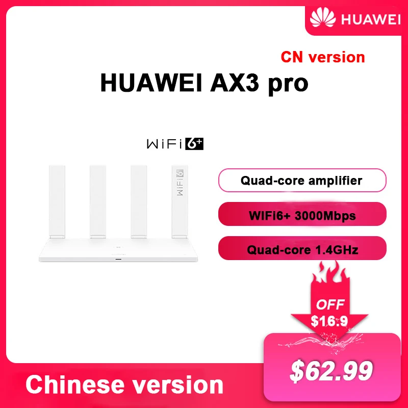 Original HUAWEI AX3 Pro WiFi 6+  Gigabit Quad Core 3000Mbps Repeater Amplifier Mesh WiFi 4 High Gain Antennas Global Version