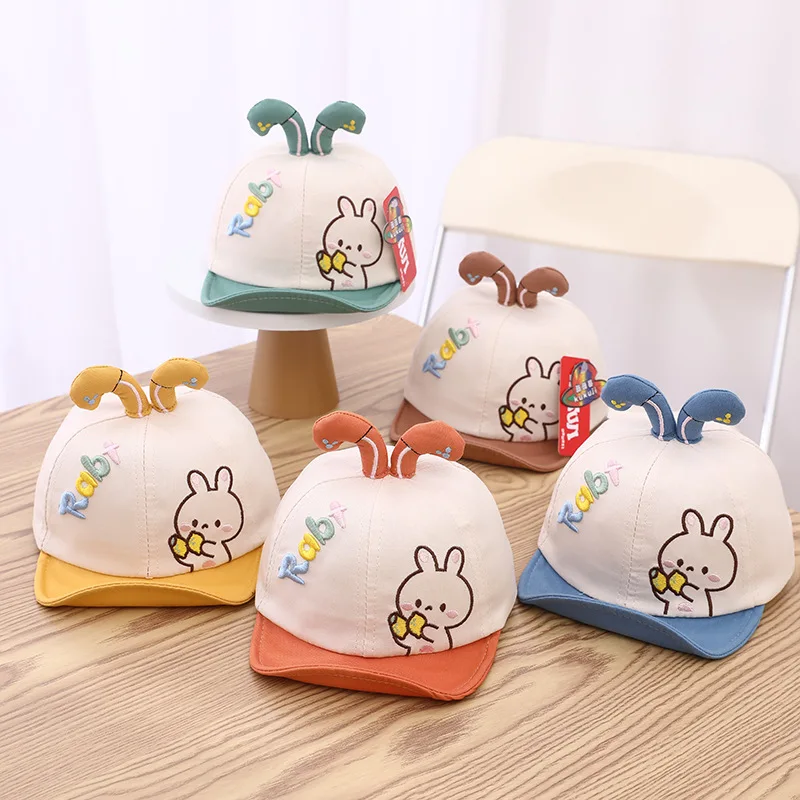 

New Adjustable Thin Baby Hat Soft Cute Rabbit Ears In Spring Soft Brimmed Cap for Boys and Girls Versatile Outing Baseball Cap