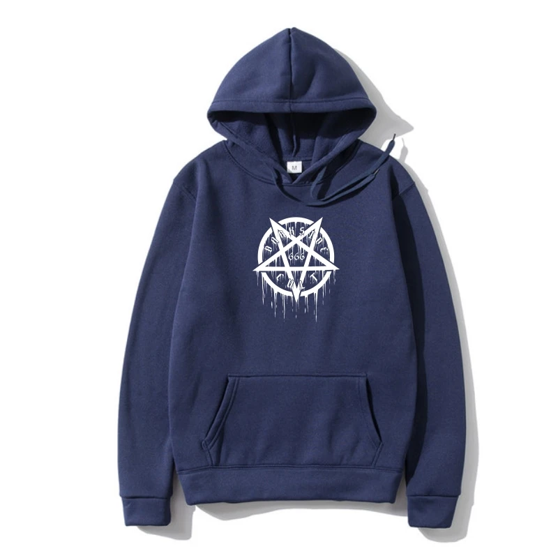 

funny Pullover Mens Pentagram 666 Dripping Star Genuine Darkside Outerwear New Arrival Warm Printed Outerwear Black