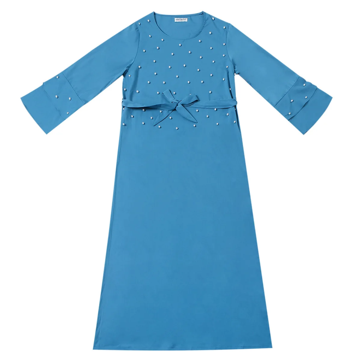 Женский длинный халат с круглым вырезом повседневная однотонная Арабская абайя