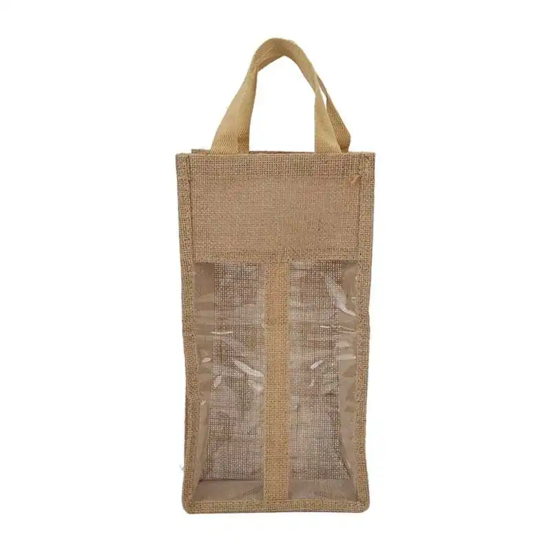 

Ear Sticks Jute Wine Bag Tote Portable Elegant Wine Bottle Gift Bag with Handle for Valentines Christmas Beauty And Health