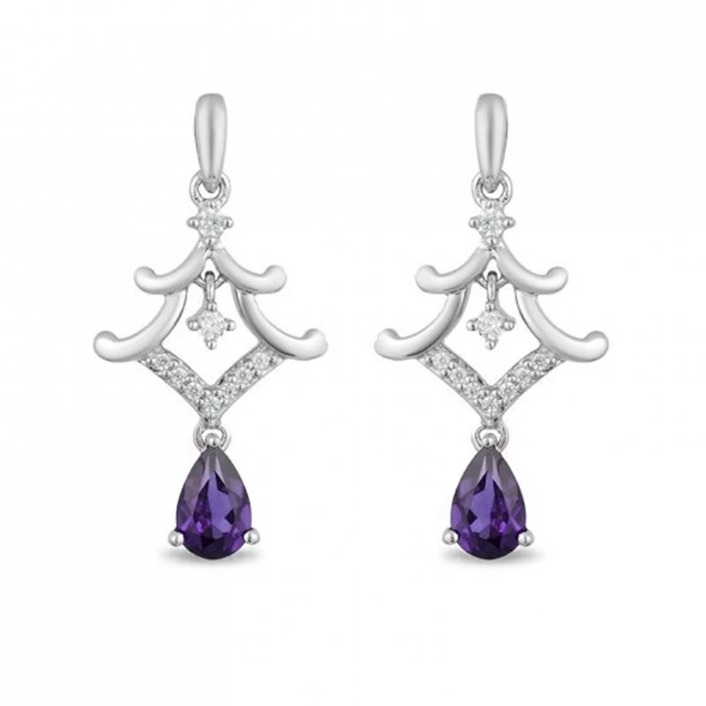 

HESHI Purple Crystal Stone Drop Earrings Pendant Earring for Women Fascinating Outfit Christmas Gift Cute