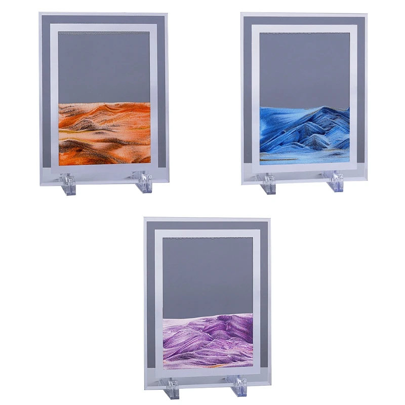 

Moving Sand Picture Frame Liquid Landscape Painting Glass Photo Desk Ornaments 3D Vision Flowing Sand Painting