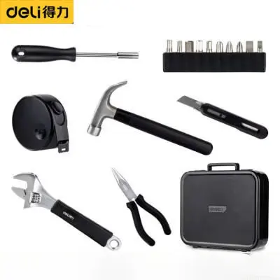 Xiaomi Deli 16PCS Multitool Sets Installation Nail Hammer Tape Measuring Home Wrench/Pliers/screwdriver Hand Repair Tools Box