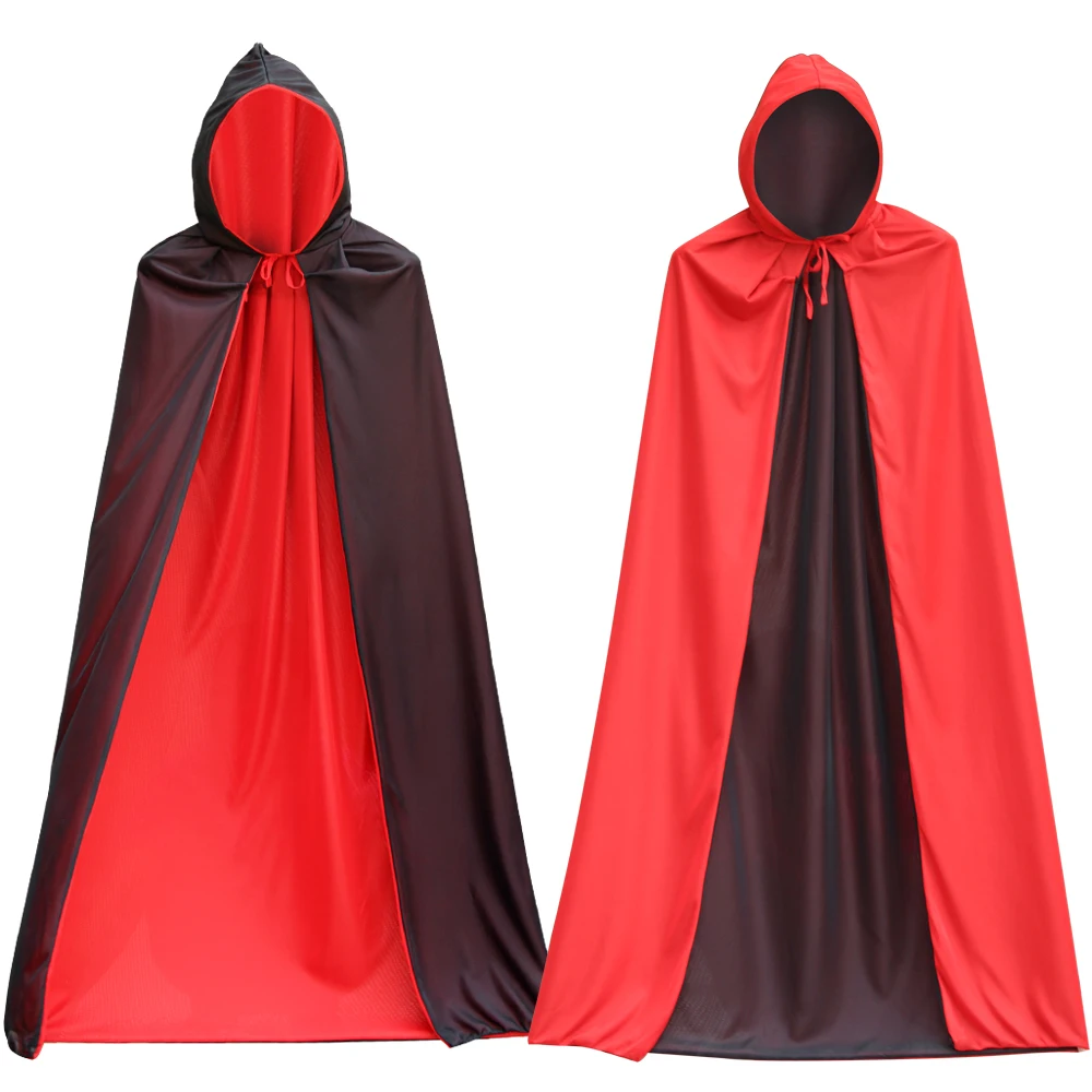 

Halloween Hooded Vampire Cloak Cape Adult Children Stand-up Collar Cap Red Black Cape Costume Themed Party