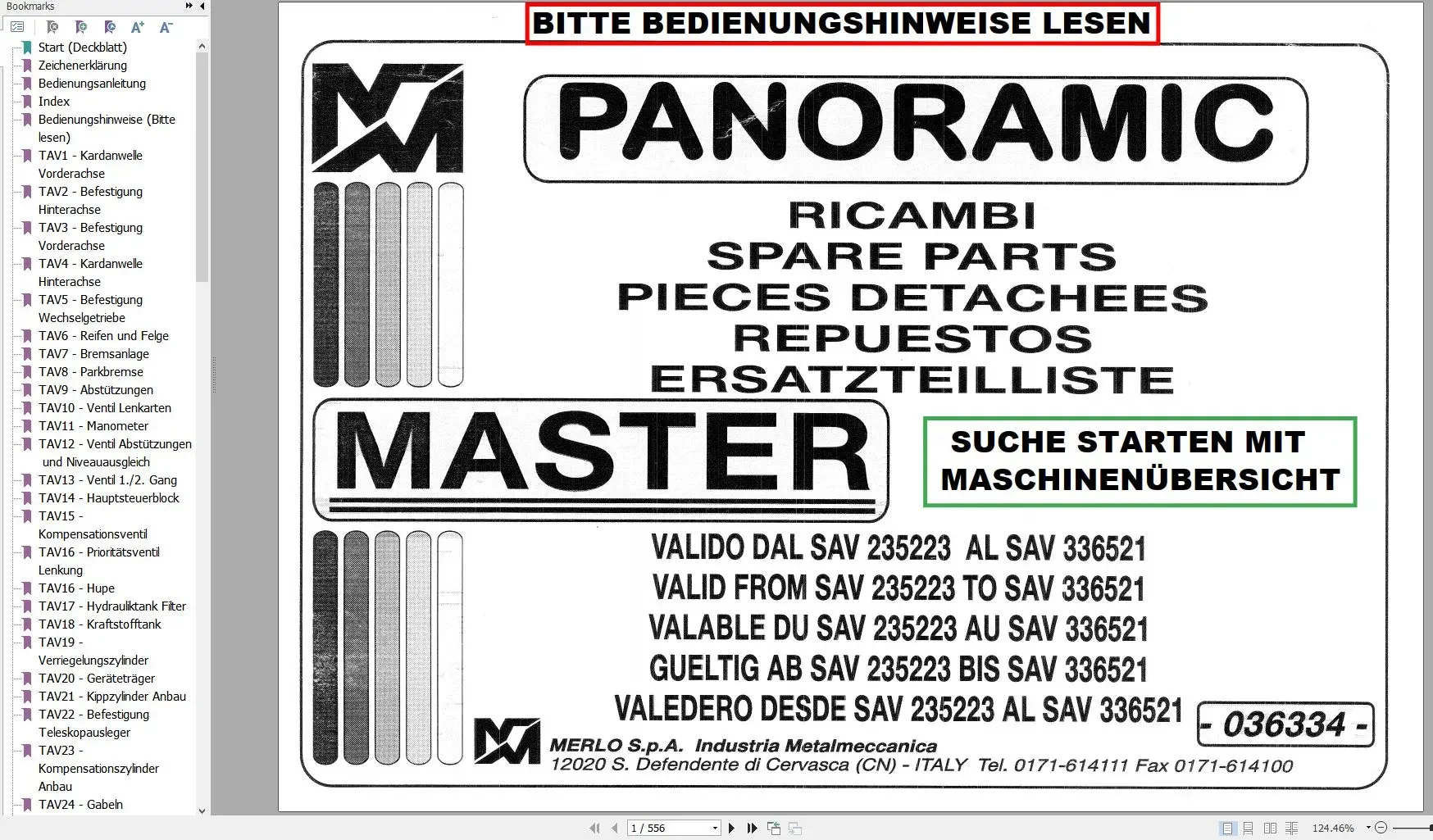 Новый обновленный каталог запчастей Merlo 2023 1 37 ГБ PDF