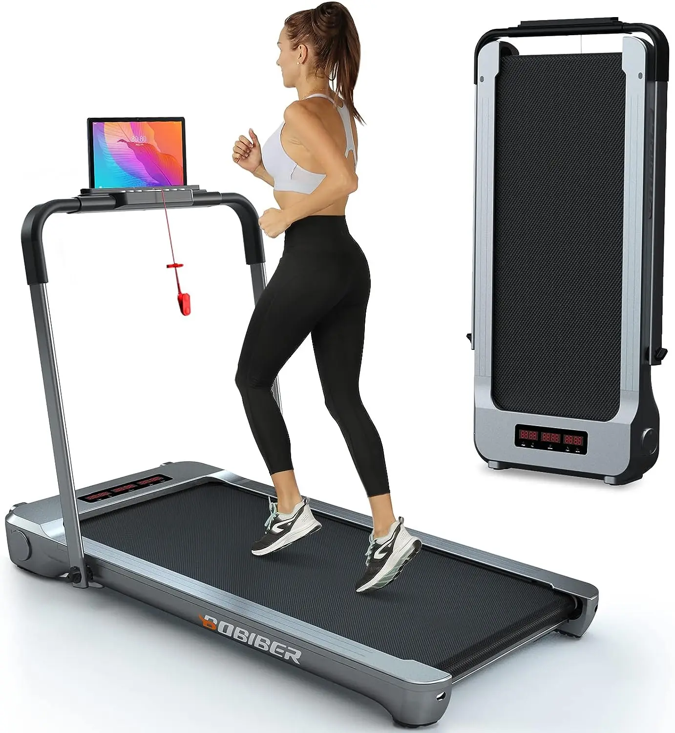 Under Desk Treadmill, 2 in 1 Folding Treadmill 265 lb Capacity 3.0 HP Widen Running Belt Walking Pad to Increase Productivity an