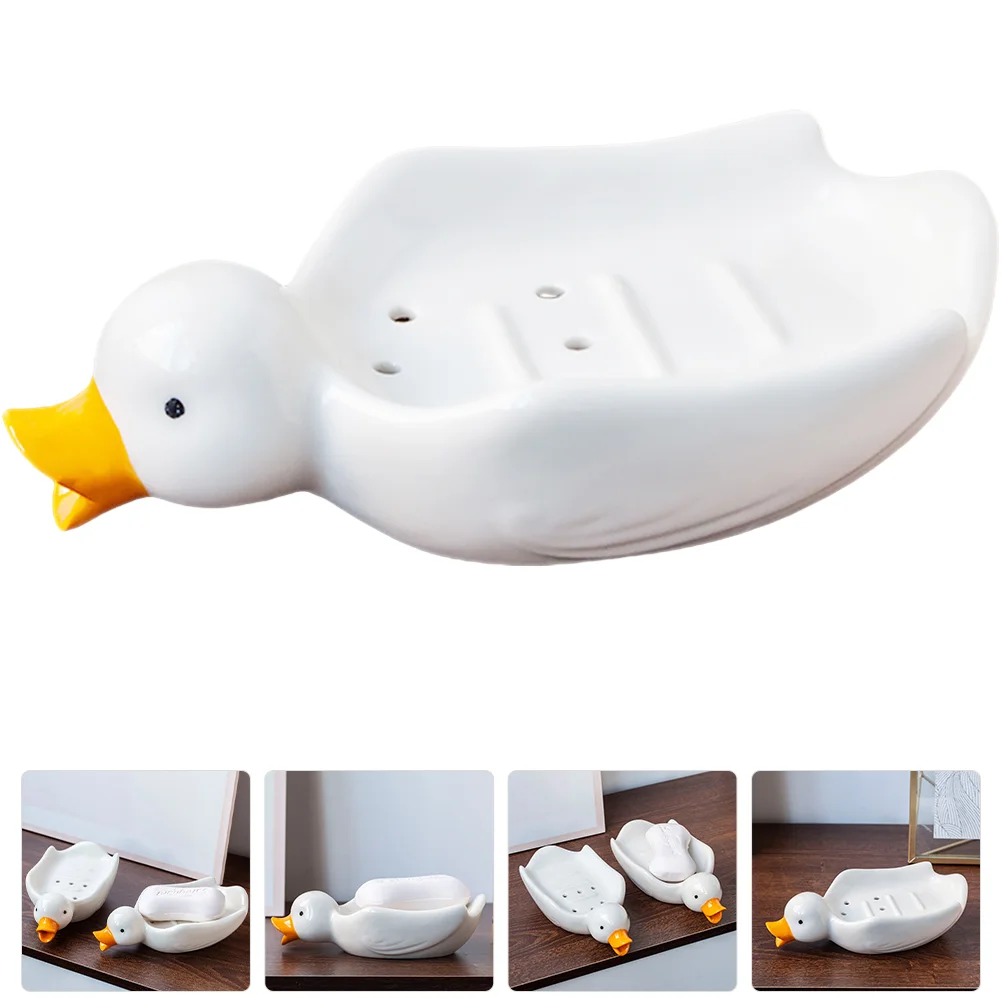 

Soap Dish Holder Tray Draining Sponge Ceramic Duck Kitchen Sink Saver Box Container Plate Draincase Self Sponges Drainer Dry