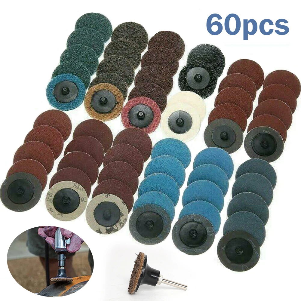 

60Pcs 2 Inch Roloc Quick Change Discs Sanding With 1/4 Inch Holder Die Grinder