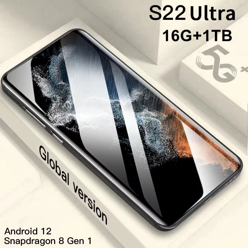 

Оригинальный смартфон S22 Ultra, 6,8 дюйма, сотовый телефон, 6000 мАч, телефон с диагональю 16 + 1 ТБ, сотовые телефоны на базе Android 12, разблокированный ...