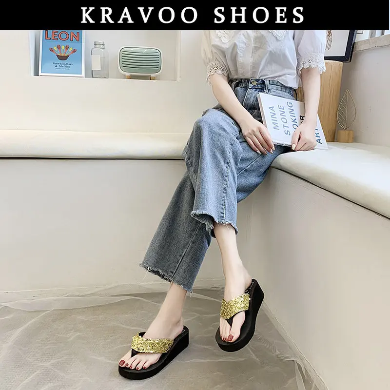 

Женские шлепанцы на танкетке KRAVOO, пляжные шлепанцы для улицы, Модные женские сандалии, 2023