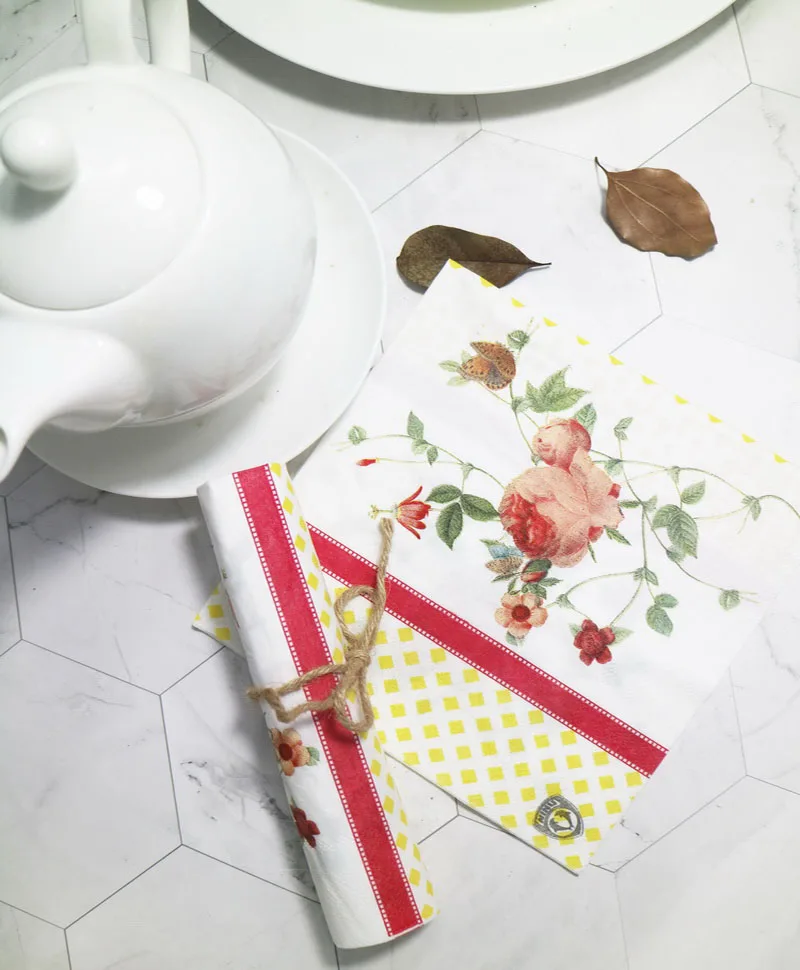 

20 pieces / bag flowers wedding restaurant coffee shop napkin paper towel household handkerchief 33 × 33cm