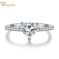 wong rain 100 925 sterling silver vvs1 1ct love heart real moissanite diamonds gemstone engagement ring fine jewelry with gra