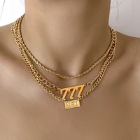 ingesight z 3 pcsset lucky number 777 pendant necklaces for women 2022 vintage punk multilayer twist chain choker necklace gift