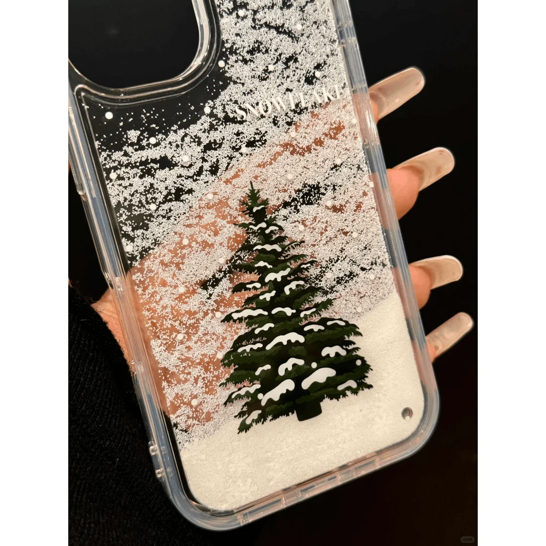 Фото Чехол для телефона для iPhone 16, 15, 14, 13, 12, 11, 8 7 6, 6S XS X XR Mini Pro Max Plus INS с принтом рождественской елки, снежный зыбучий песок, прозрачный чехол №2