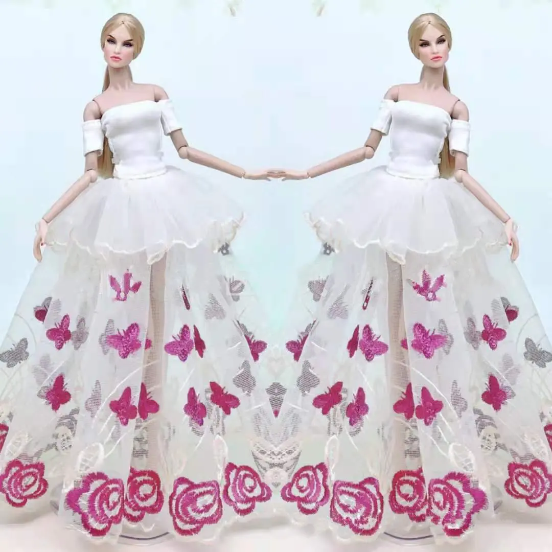 

30cm Butterfly Floral Wedding Dress For Barbie Clothes Shirt Top Skirt Outfits 1/6 BJD Doll Clothes For Barbie Dolls Accessories