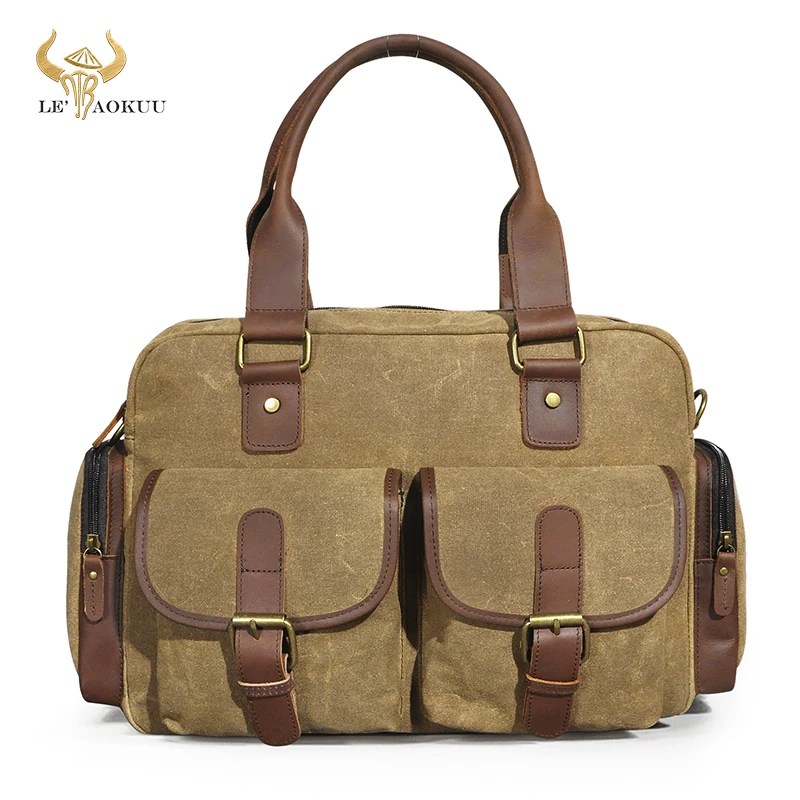 

Вместительная мужская дорожная сумка Горячая Распродажа Canvas + натуральная кожа хаки, Повседневная сумка, портфель, сумка для ноутбука, сумка-тоут для мужчин 061