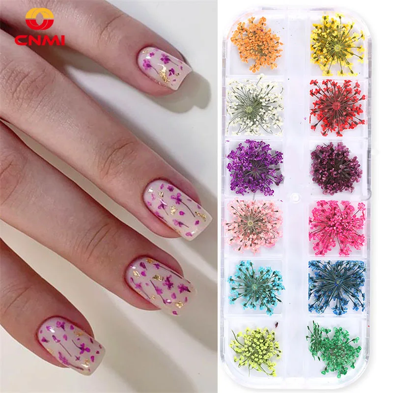 4 набора разноцветные кружевные сушеные цветы подвески для ногтей натуральные