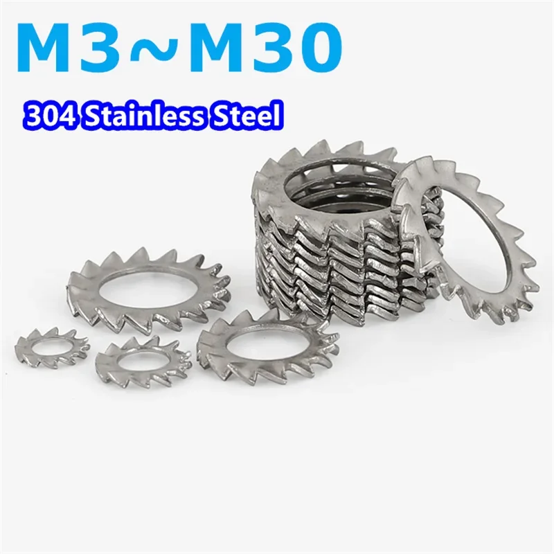 

Внутренние внешние зубчатые блокировочные шайбы из нержавеющей стали, металлический зубчатый замок WasherM3 M4 M5 M6 M8 M10 M12 M14 M16 M18 M20 M24 M27M30