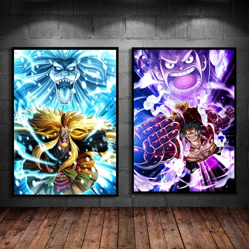 

Canvas Prints One Piece Golden Lion Children's Bedroom Decor Wall Art Home Aesthetic Poster Picture Hanging Friends Gifts