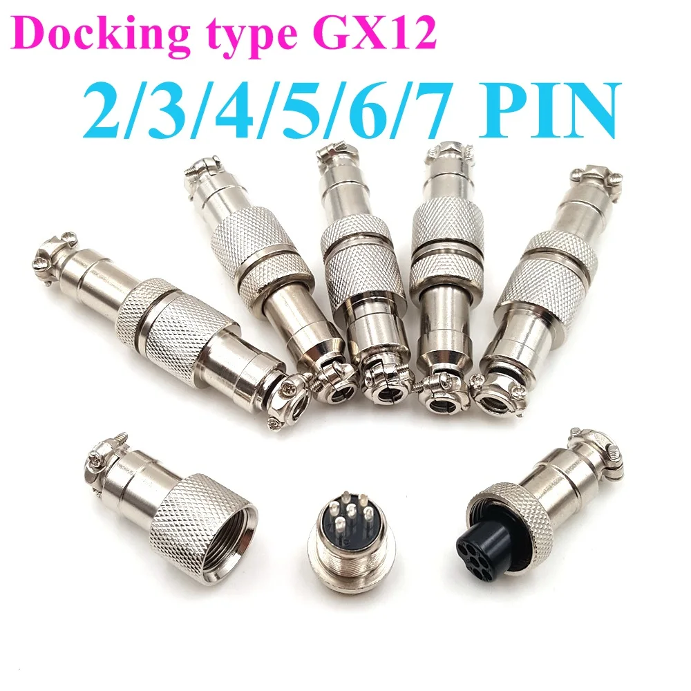 

10set Male Female 12mm Circular Aviation Socket Plug Wire Panel Connector GX12 2/3/4/5/6/7 Pin Metal M12 Aviation Connector