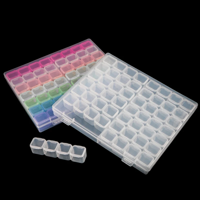 

Multifunction Organizer Case 56 Grids Plastic Storage Box Jewelry Beads Removable Craft Embroidery Nail Art Rhinestone Accessory